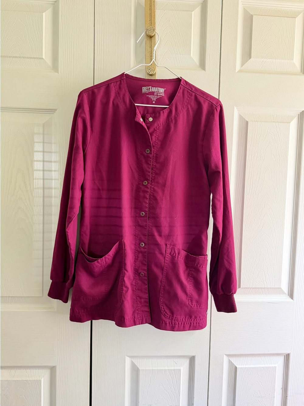 Grey's Anatomy Deep Magenta Snap-Front Medical Scrub Top